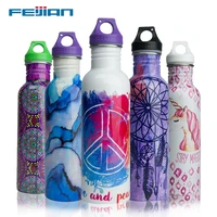 feijian 750ml eco friendly water bottle sports stainless steel water bottle leak proof bpa free printing pattern