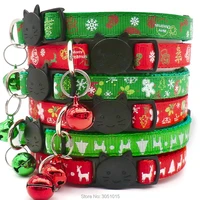 100pcs christma safety release festives gifts cat kitten collar adjustable buckle collar tape pet christmas series cat dog neck