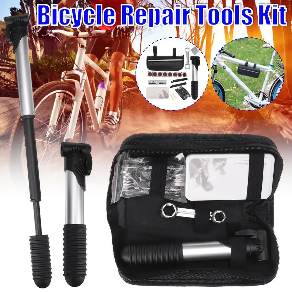 

Bicycle combination tools mountain bike repair tools tire repair kit with air pump