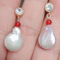 natural red jade pearl silvering earrings ping buckle women aquaculture mothers day new year lucky valentines day hook