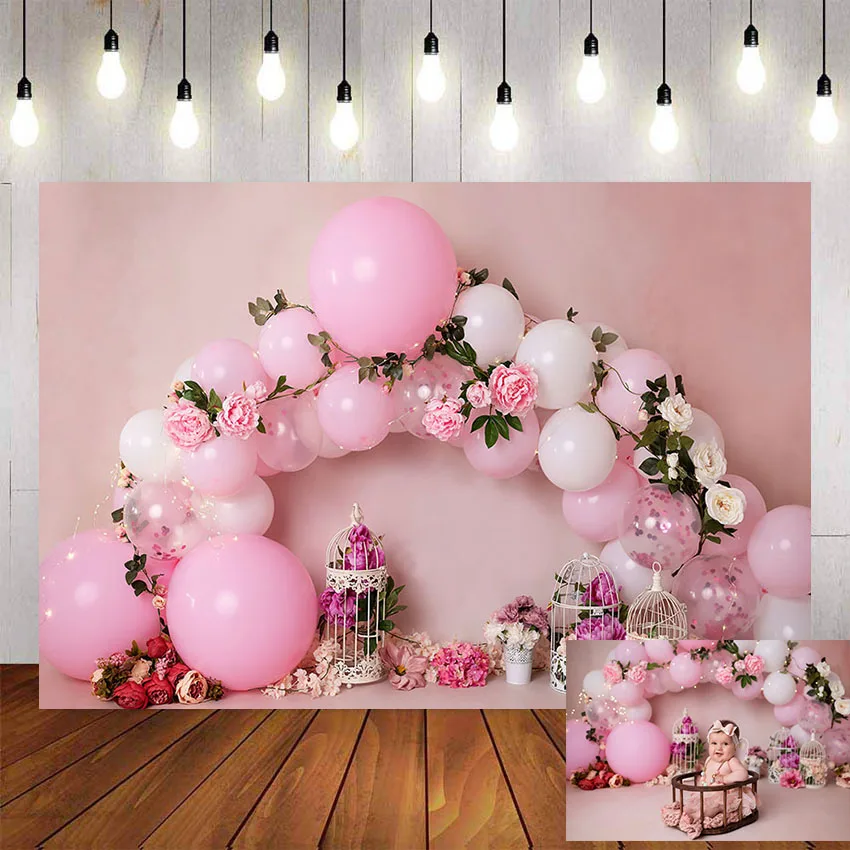 

Mehofond фон для фотосъемки с изображением 1st на день рождения сладкий для маленьких девочек многоярусная юбка воздушные шары для маленьких дев...