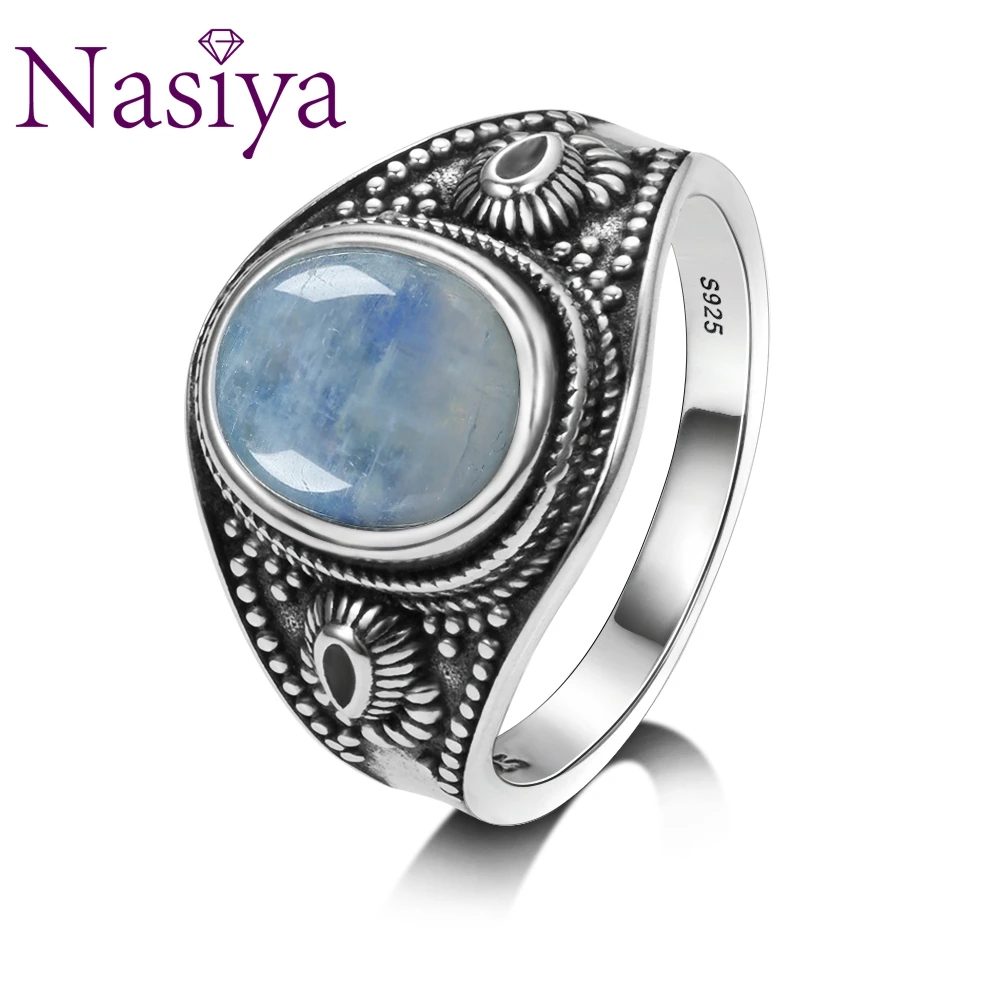 

Nasiya Natural Moonstone 925 Silver Jewelry Rings Men For Women Party Weeding Anniversary Engagement Gifts Fine Jewelry