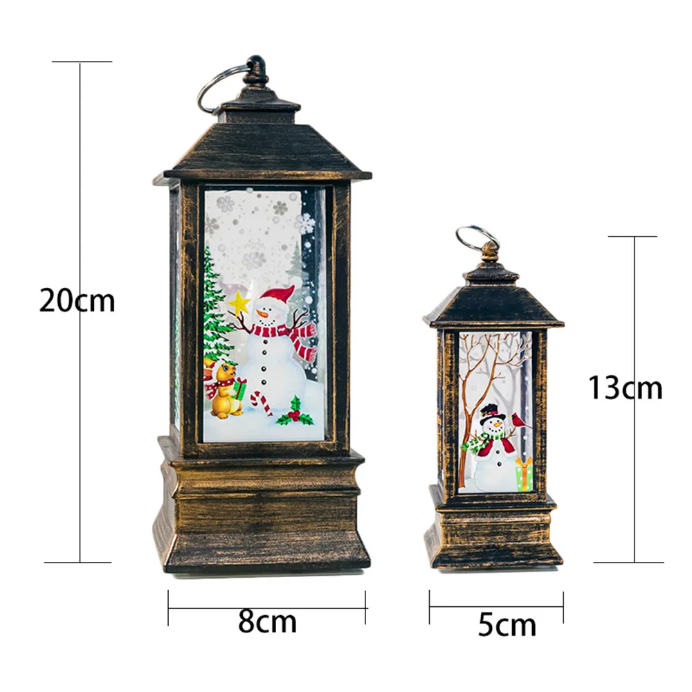 Christmas Vintage LED Lantern Santa Claus Snowman Castle Light Lamp Xmas Decoration Party Hanging Props Decor