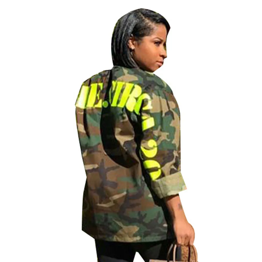 2019 Осенняя камуфляжная осенняя куртка женская модная уличная армейская Военная