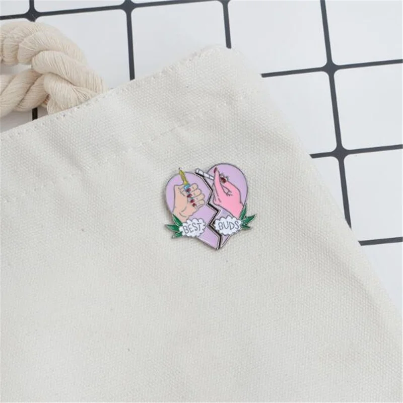 Лучшие бутоны разбитое сердце 2 руки брошь фиолетовая эмаль булавки пряжка сумка