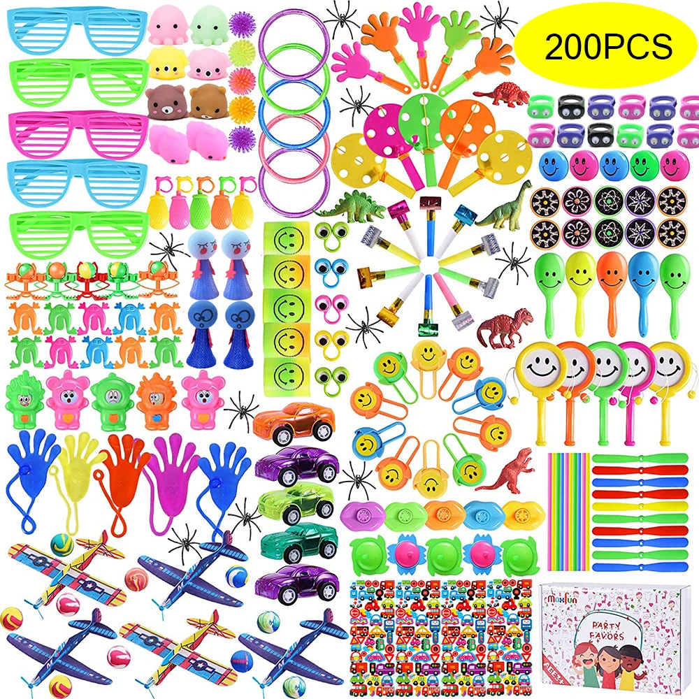 200 Pcs/lot Party Favors For Kids Toys,Kids Birthday Party Carnival Prizes Bulk Toys Gift Bag For Boys and Girls Pinata Fillers