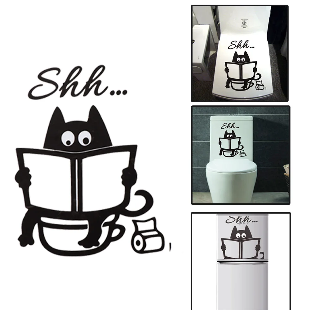 Милый Кот Шш шаблон настенные наклейки для уборной уникальные аксессуары