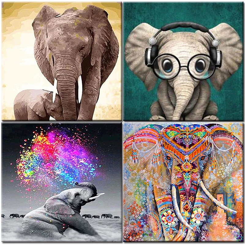 

5D DIY Diamond Painting Elephant Full Square Diamond Kit Embroidery Crafts Animal Mosaic Rhinestone Pictures Home Decor Art Gift