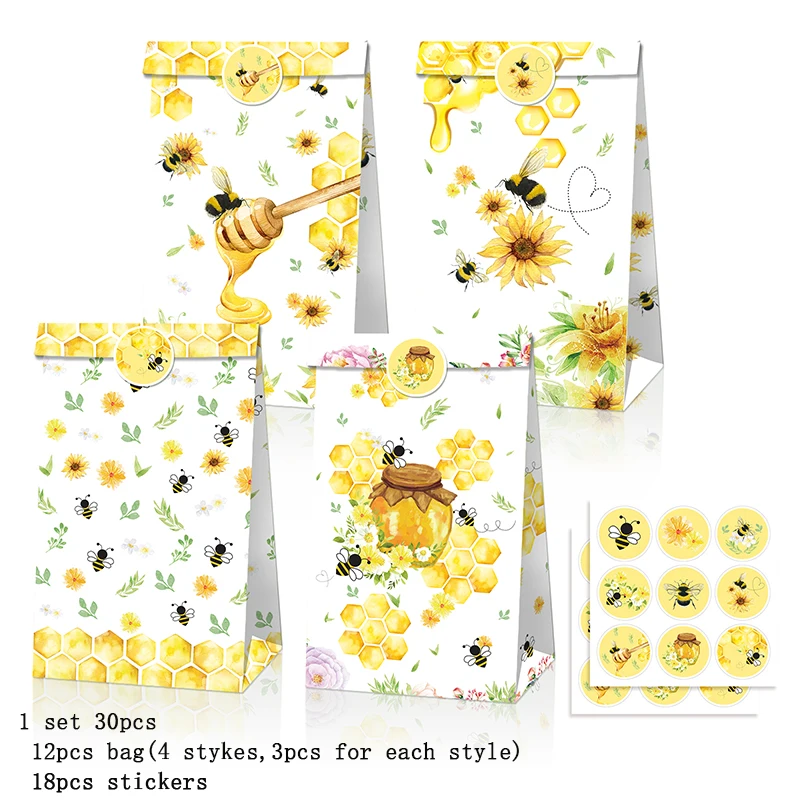 Lovely Bee Plates Napkins flag Cup straws tablecloth party Disposable tableware for Kids happy Birthday Party Supplies | Дом и сад