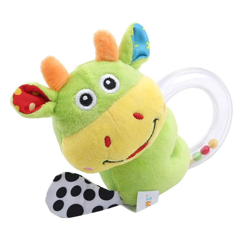 

New Style Baby Cartoon Cow Dear Plush Rattle Ring Bell Newborn Hand Grasp Toys Soft Mobile Infant Crib Dolls