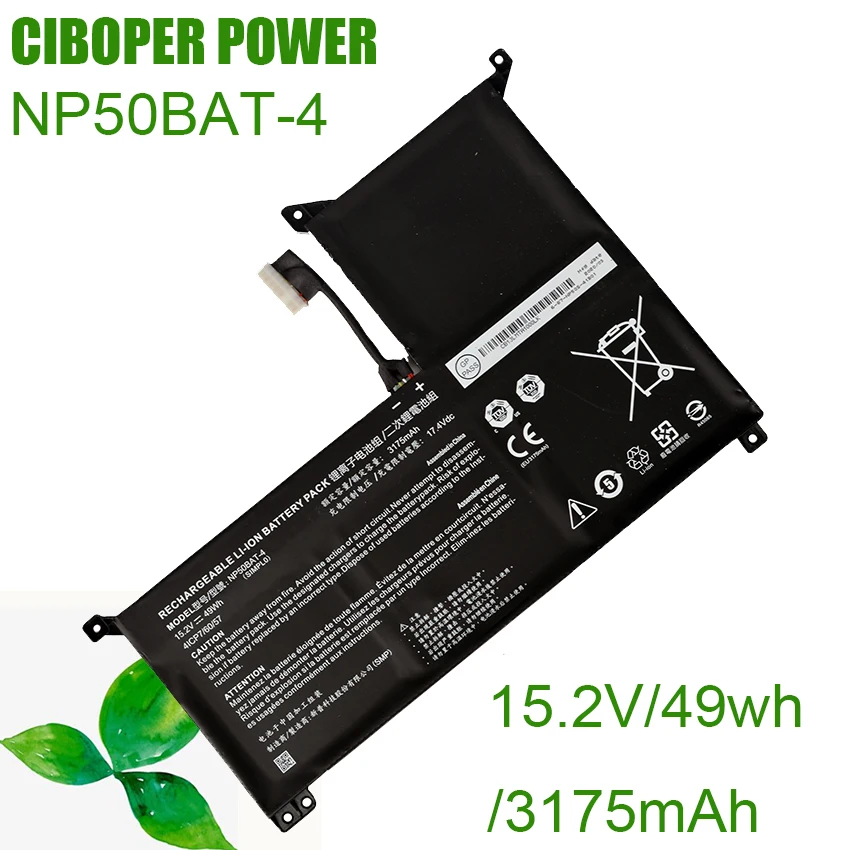 CP Genuine Laptop Battery 4ICP7/60/57 NP50BAT-4 15.2V/49wh/3175mAh For XMG Focus,JIANGXIN X15 Notebook