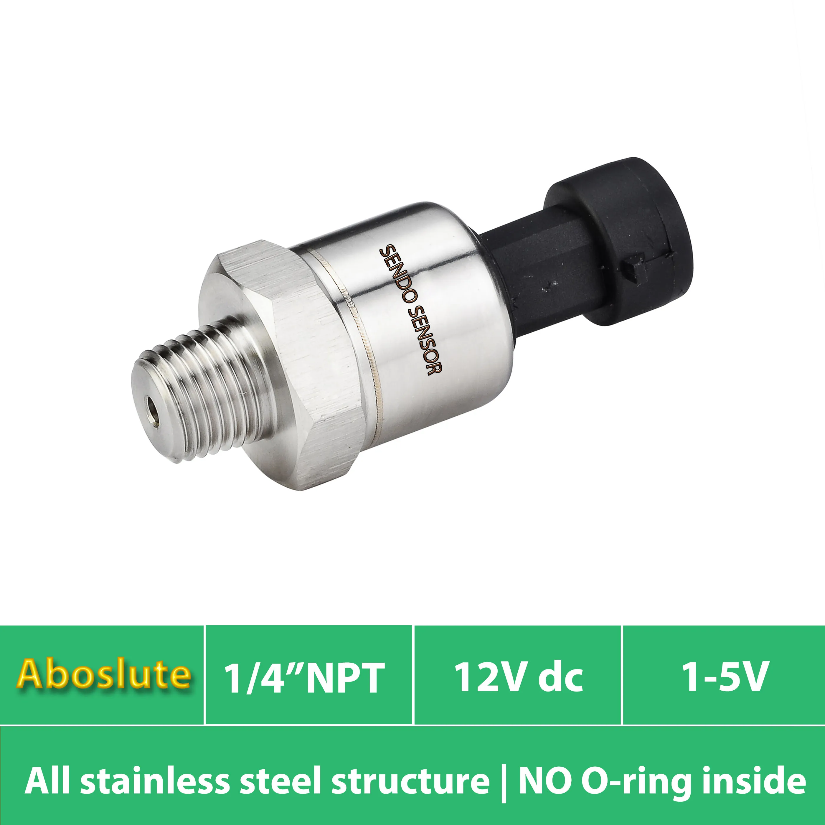 

Pressure sensor for air conditioning applications, selected absolute pressure 1, 1.6, 2.5, 4, 6, 10 bar abs, 150 to 1500 psia