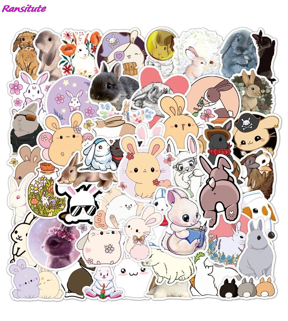 

Ransitute R1369 50pcs/set Animal Lovely Rabbit Scrapbooking Stickers Decal For Guitar Laptop Luggage Car Fridge Graffiti Sticker
