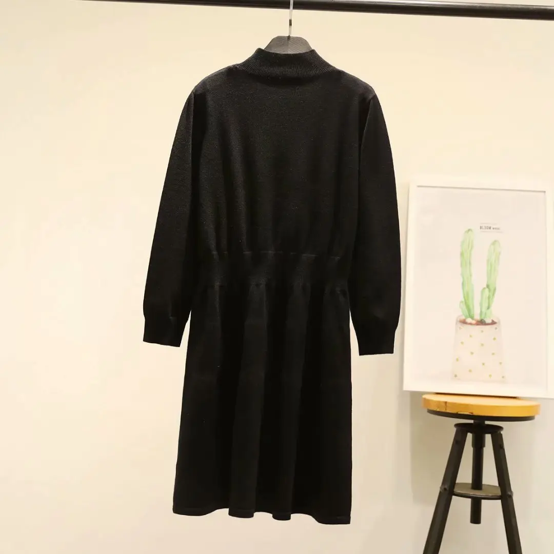 Большие размеры вязаные платья для женщин модное и повседневное осенне-зимнее