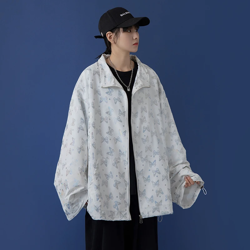 Весна Осень 2020 женские куртки с принтом Повседневная ветровка пальто на молнии