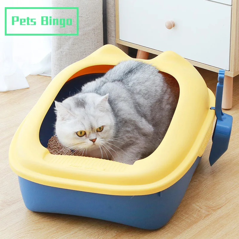 

Pets Bingo Cat Litter Box Splash-proof Cat Toilet Semi-enclosed Kitten Bedpans with Cat Litter Shovel for 12kg Pet Supplies 51cm