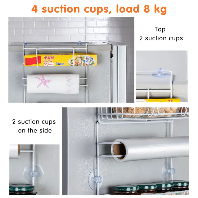 

Storage Rack Multifunction Kitchen Refrigerator Organizer Shelf Space Saver Large Fridge Side Wall Storage Hanging Holder