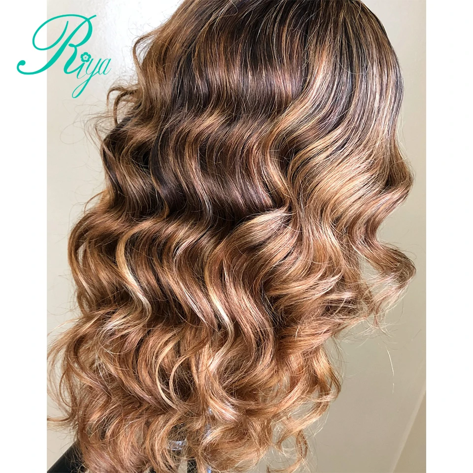 13X6 Невидимый медовый блонд Омбре цвет, блеск фронта шнурка человеческих волос парики для женщин закрытие preprucked парик шнурка индийский Реми