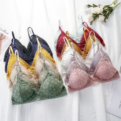 Women's lace wireless bra, sexy underwear, padded, push-ups, bra, bra, soft, backless, fashionable underwear, summer