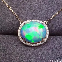 kjjeaxcmy fine jewelry 925 sterling silver natural opal girl noble pendant necklace chain support test chinese style