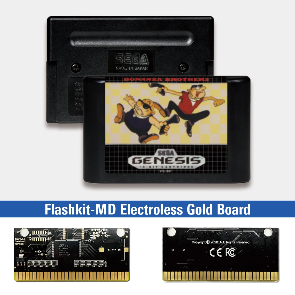Bonanza братья USA метки Flashkit MD никелевое золото схема на основе печатной платы для Sega
