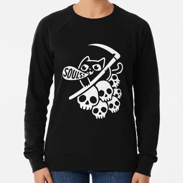 

Cat Got Your Soul Ii Print Black Lightweight Sweatshirt Hoodies Long Sleeved Women Men Autumn Suit Pullovers O Neck Ladies