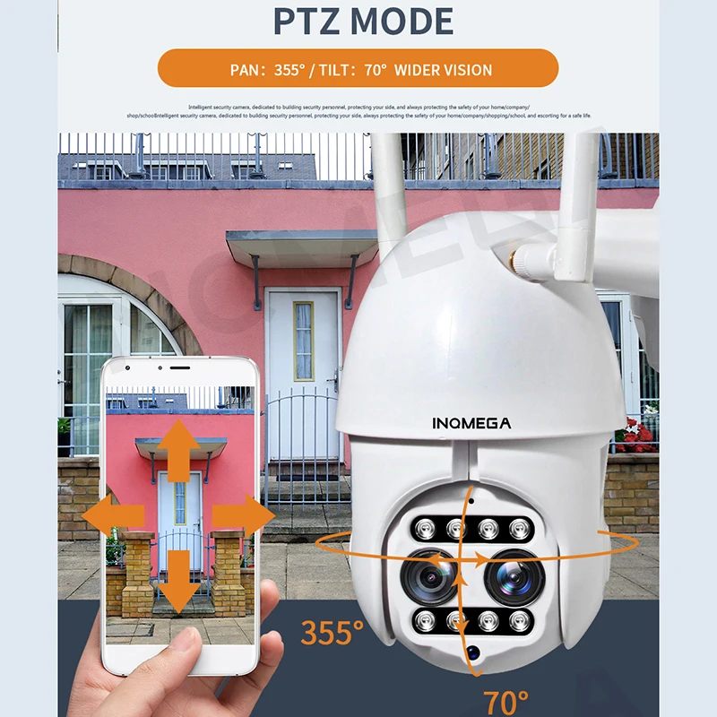 Камера видеонаблюдения INQMEGA Cloud 1080P с двумя объективами PTZ 4-кратный цифровой зум
