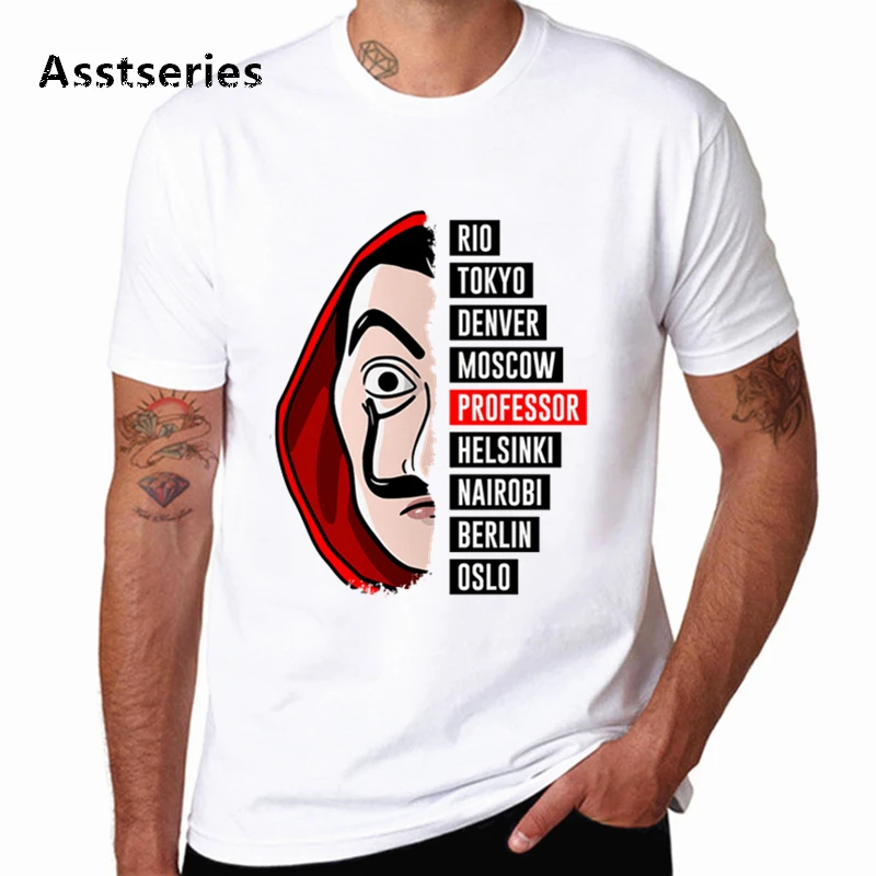 

Funny Design La Casa De Papel T-shirt Male Summer Fashion Anime Harajuku T-shirt Male Casual Round Neck T-shirt