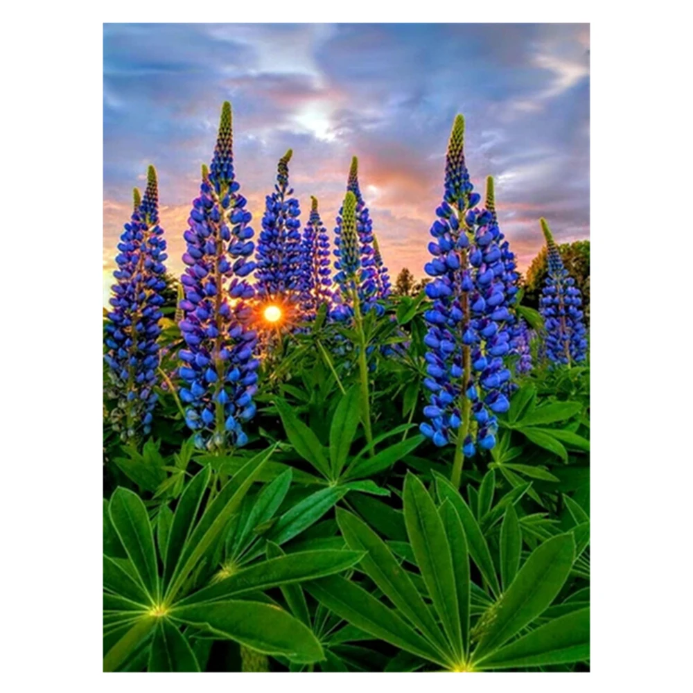 Алмазная мозаика «сделай сам» LZAIQIZG, полноразмерная/круглая картина «сделай сам» с цветами, люпинами, вышивкой, закатами, цветами, растениями, хобби