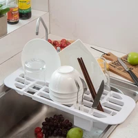 plastic telescopic dish rack tableware drain rack sink organizer chopstick holder kitchen accessories household items cup holder