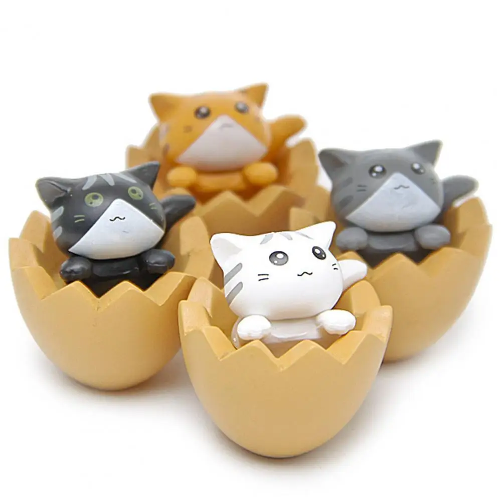 

Cute Eggshell Cat Miniature Toy Exquisite Multi-use Yellow Eggshell Mini Cartoon Miniature Cat Figurines for Fans Home Ornament