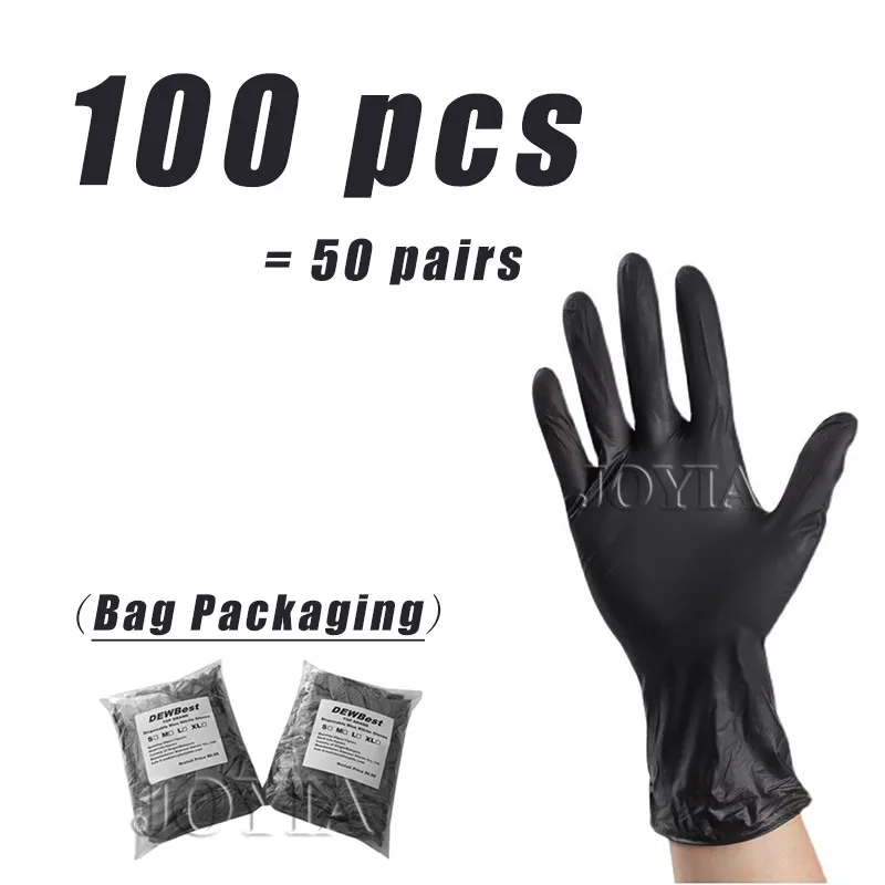 100pcs Black Disposable Nitrile Gloves Powder & Latex Free Non-sterile Glove For Aldult Kids Hand Protection XS Medium Large - купить по