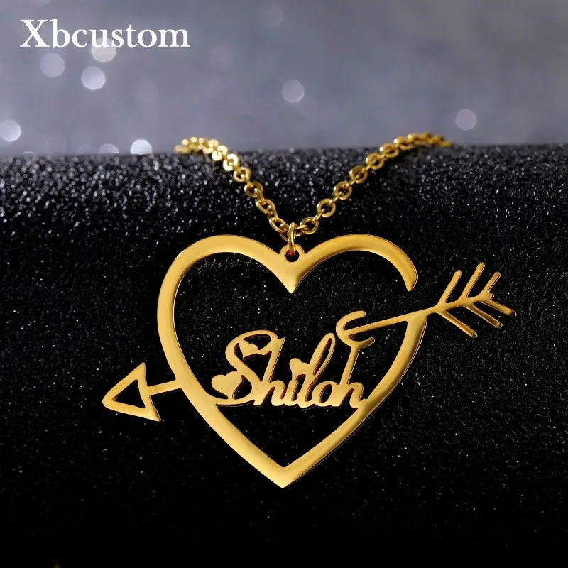 Именное ожерелье персонализированные ожерелья в форме сердца из нержавеющей