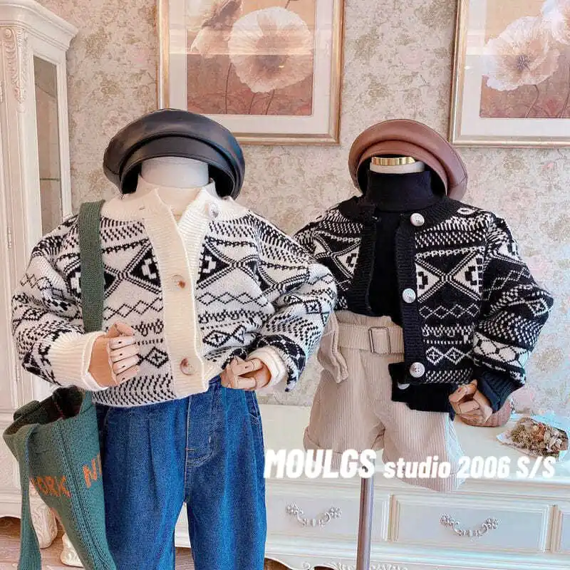 

Duo Duo Ma ropa para niños 2021 primavera nuevos niños chaqueta de punto cardigan niños medianos y pequeños moda coreana color d
