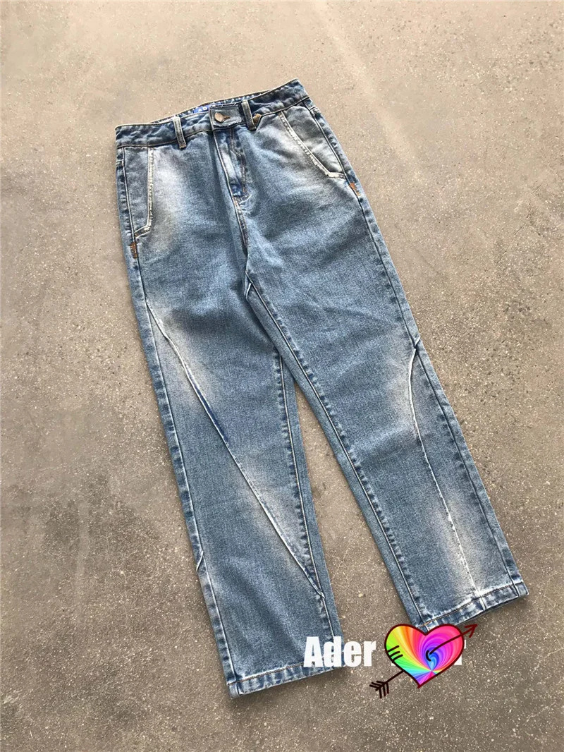 

Коллекция 2021 года, джинсы ADER ERROR для мужчин и женщин, 1:1, высококачественные голубые джинсы-лоскутные брюки