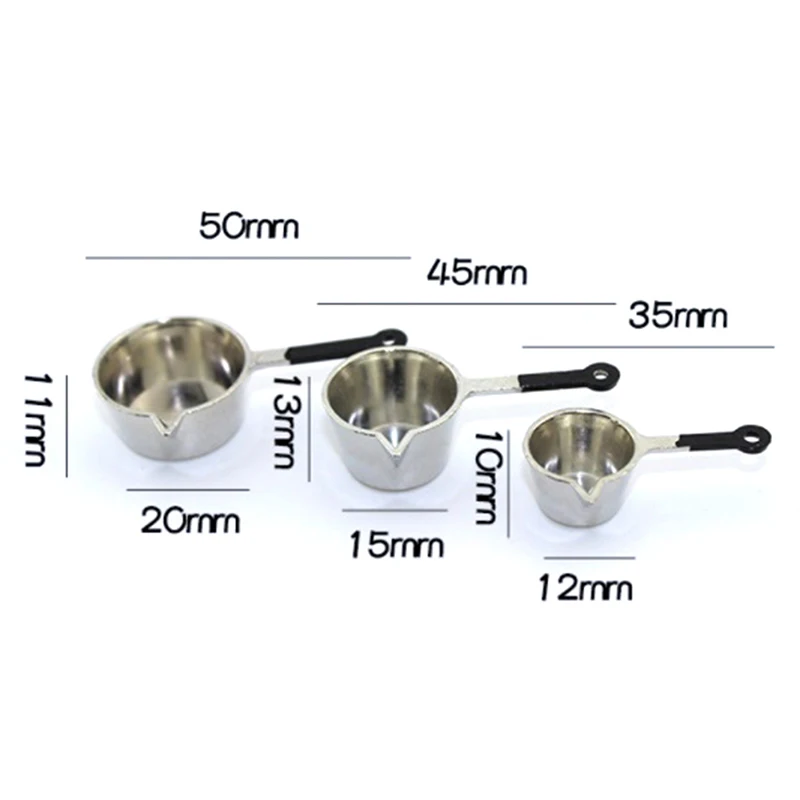 

3pcs/Set 1/12 Scale Dollhouse Miniature Metal Pot Boiler Cooking Pot Kitchen Toy For Dollhouse Accessories