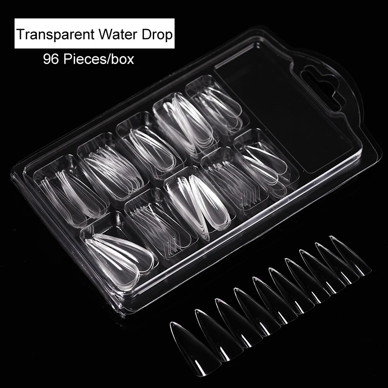 96 Pcs/Box Full Cover Fake Nail Artificial Press on Long Ballerina Clear/Natural/white False Coffin Nails Art Tips Manicure Tool | Красота и
