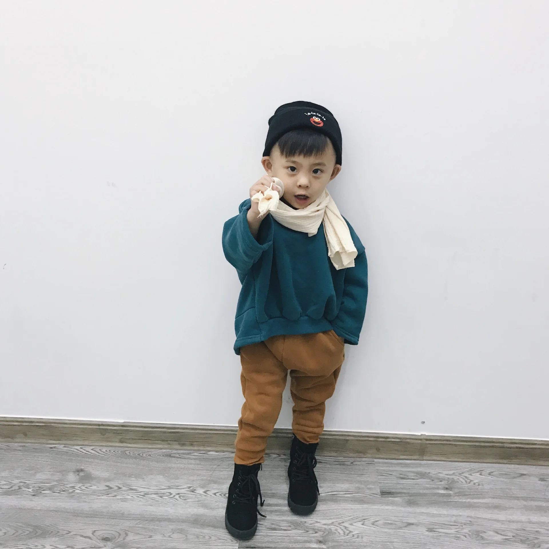 Детский свитер сезон осень зима из ворса с вогнутой формой пальто для детей