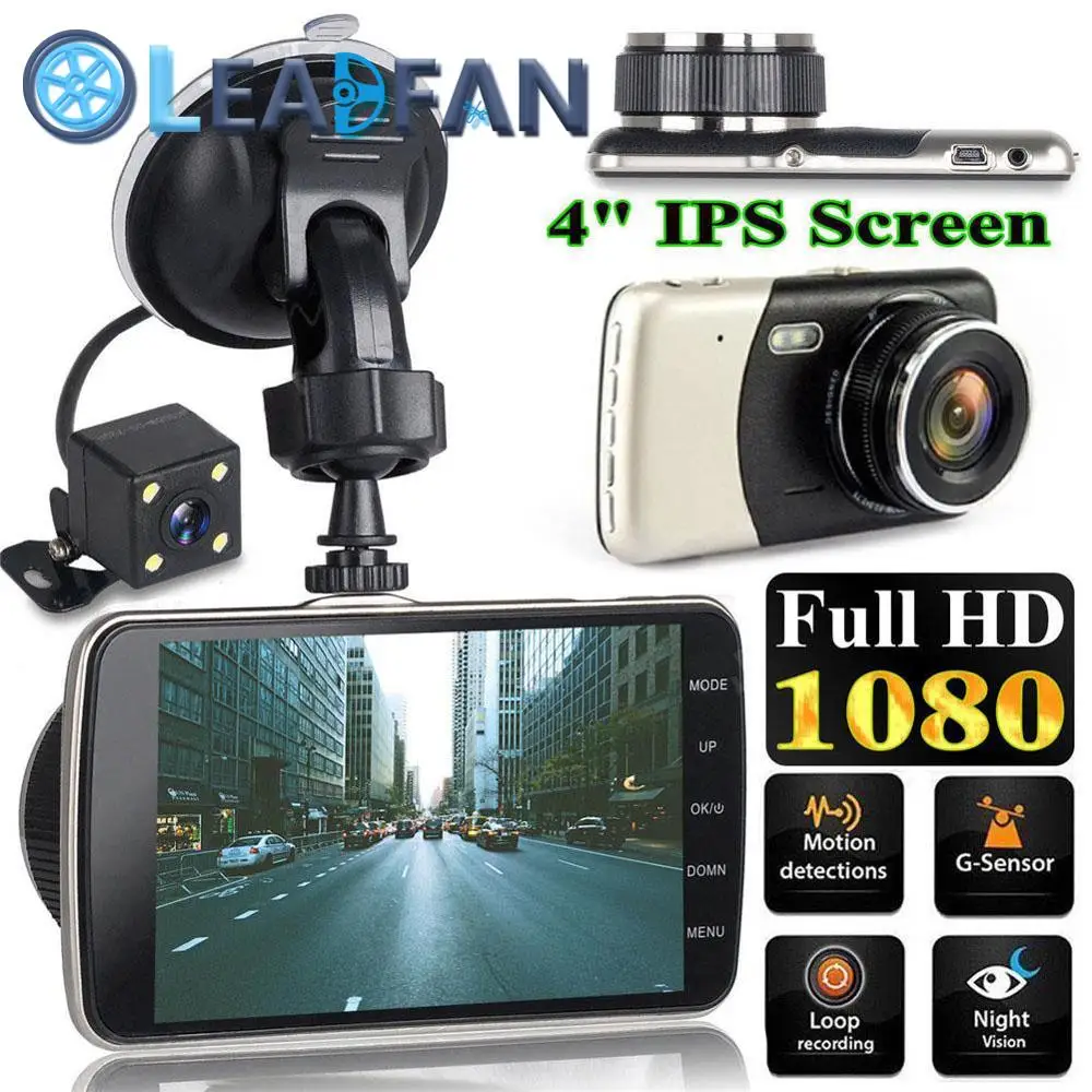 Видеорегистратор автомобильный Leadfa 4 дюйма IPS Full HD 1080P широкий угол обзора 170