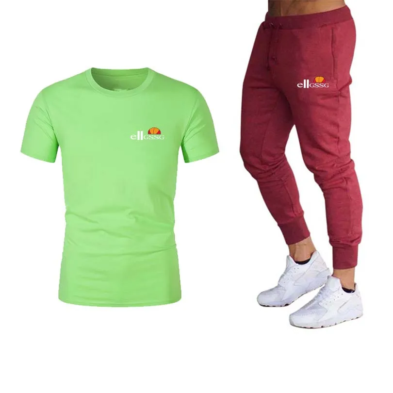 

Spring And Summer Short-Sleeved T-Shirt Lace-Up Trousers Solid Color Printing Simple Style Youth Clothing Styles Look Good