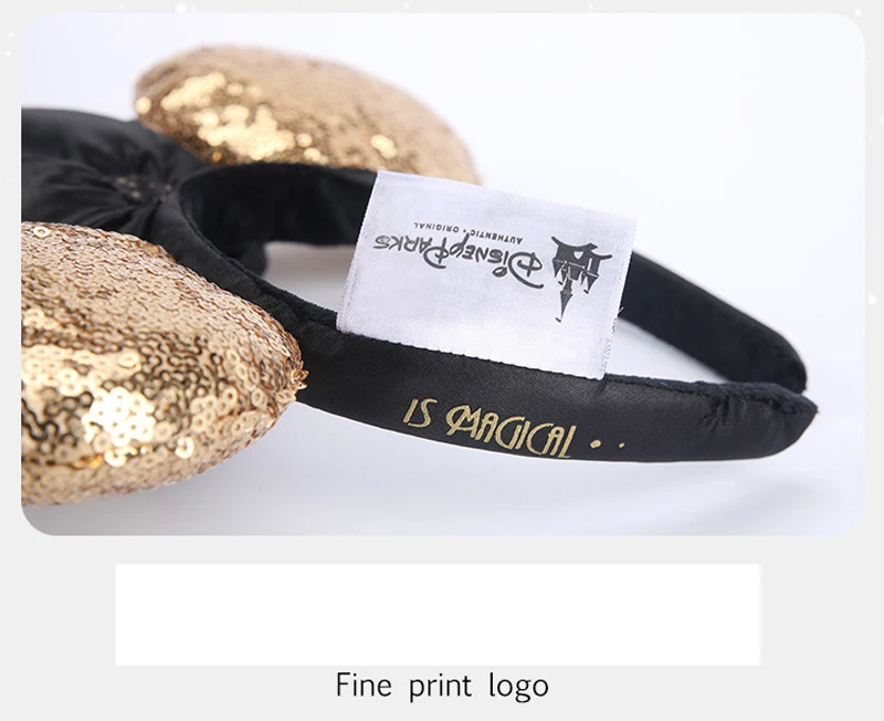 Обруч Микки Темная ночь с золотыми блестками С оборками повязка на голову