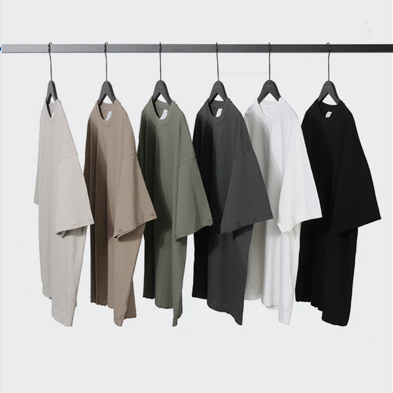 

6 Colors Short Sleeve Solid Mens Summer T Shirt High Street Oversize Crew Neck Loose Cotton Top Tees Harajuku Hip Hop T-shirt