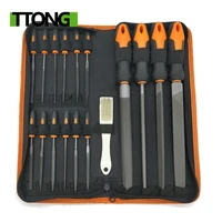 17pcs forged alloy steel file set with carry case precision flattriple corneredhalf roundround large file and 12pcs needle f