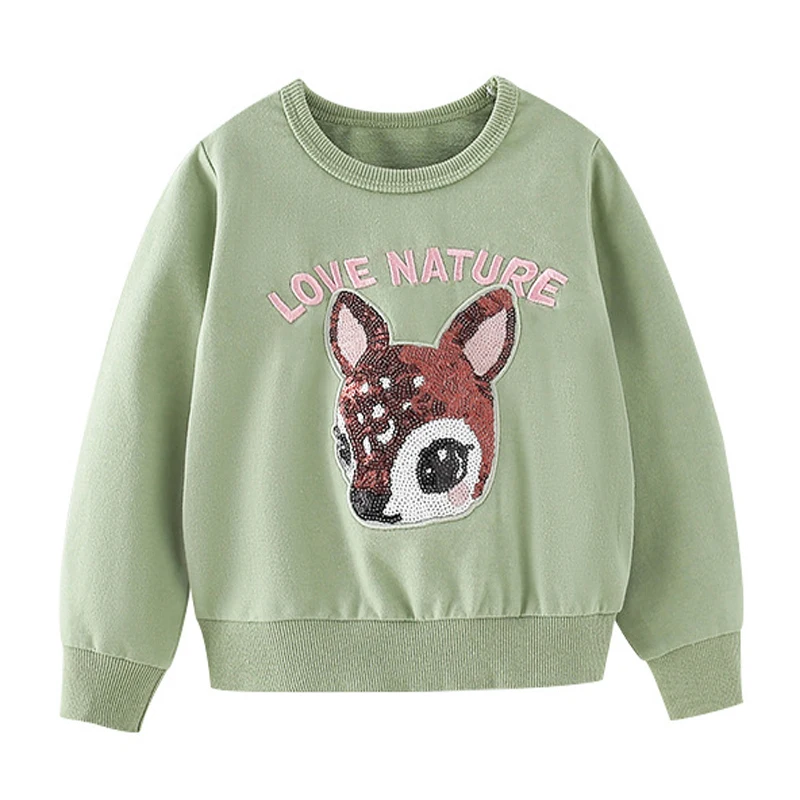 

Детская хлопковая толстовка с блестками и оленем, на возраст 2-7 лет