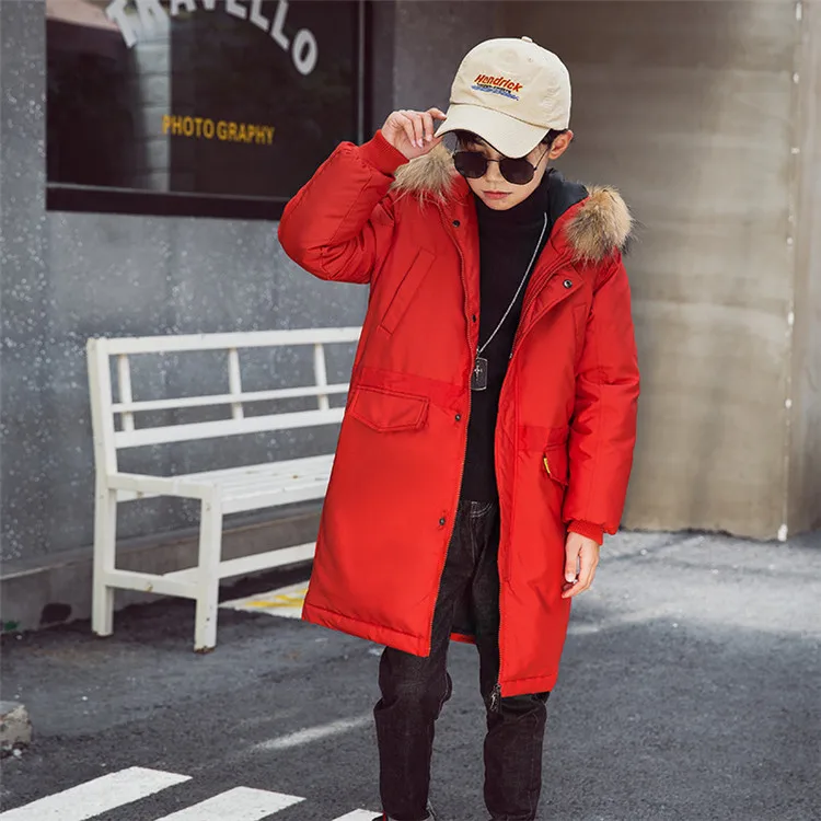 

2019 Winter Children Boys Down Jackets Korean Thicken Loose Long Outerwear Coat For Big Boys Parkas Kids Snow Wear Dwq371