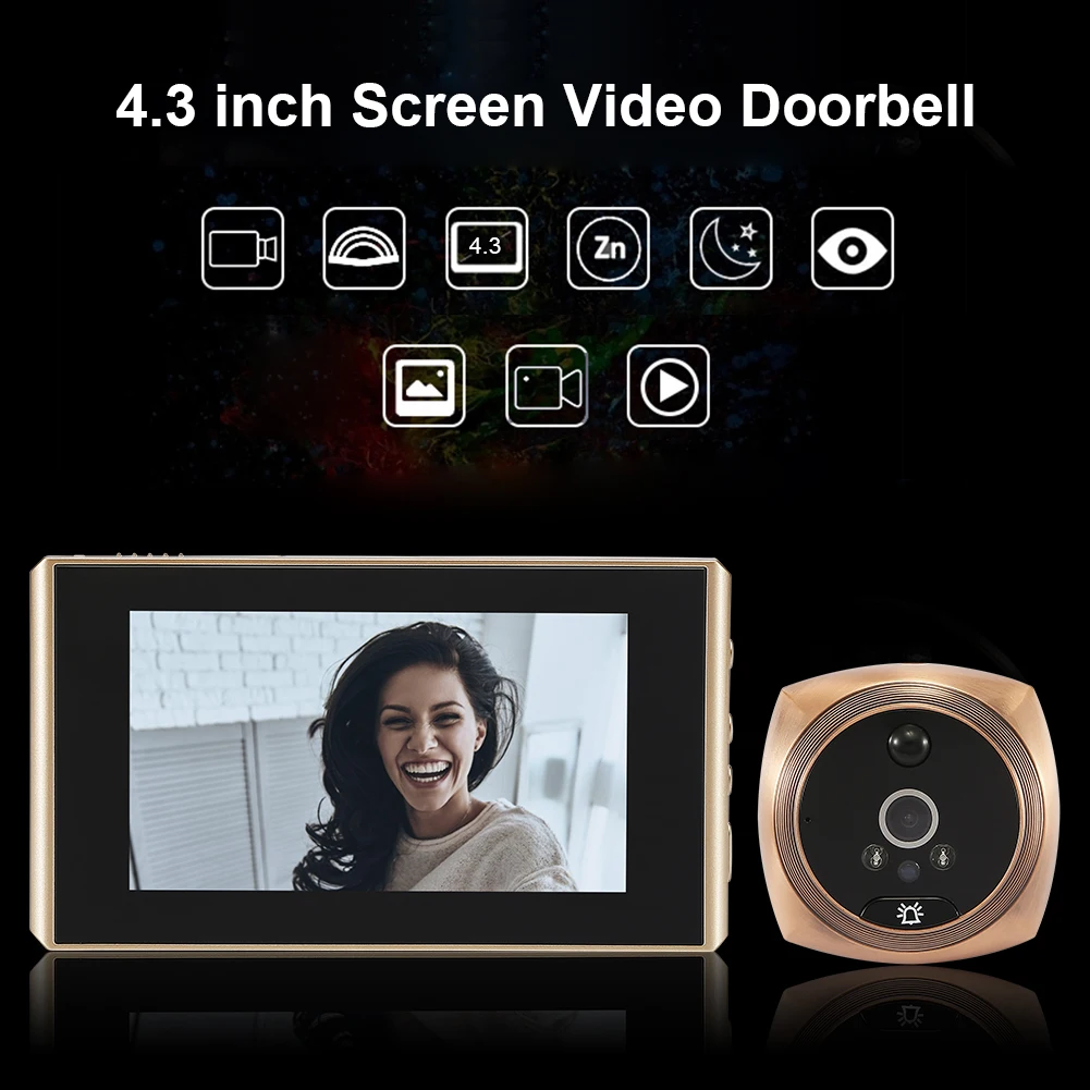 

4.3 inch High-definition Display Digital Door Eye Camera Peephole Night Vision PIR Motion Electronic Doorbell Viewer
