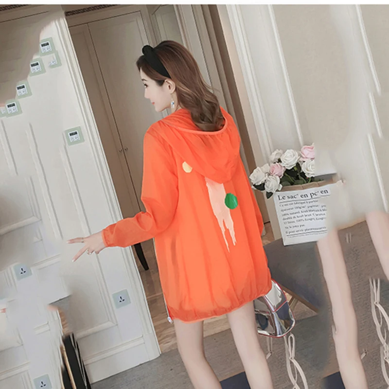 

Sun-protection Clothing Female Summer New Long-sleeved Large Size Sunscreen Clothing 2019 Women Thin Beach Graffiti Hooded Coat