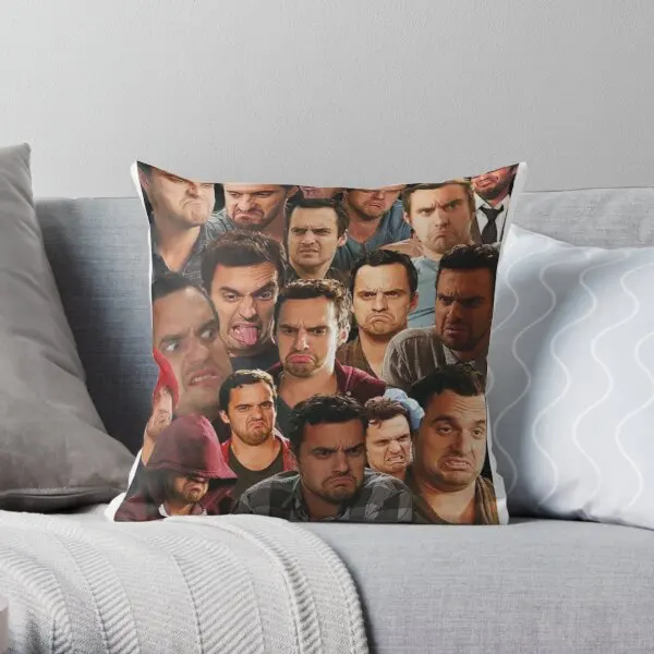 

New Girl Nick Miller Printing Throw Pillow Cover Polyester Peach Skin Decorative Square Decor Case Hotel Pillows not include