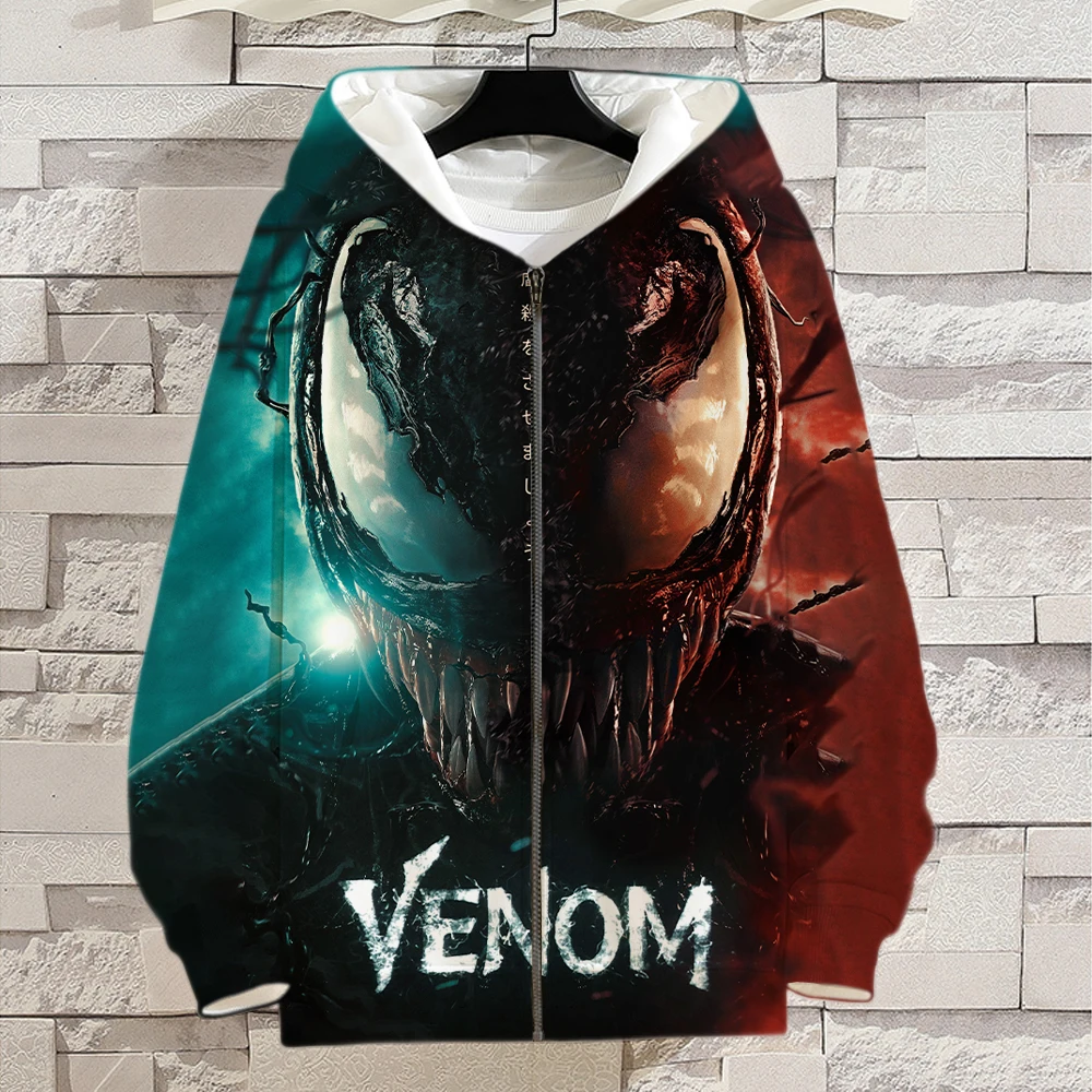 Толстовка с капюшоном Venom на молнии Мужская Весенняя Повседневная крутая Женская