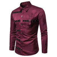 gothic steampunk shirts for men vintage long sleeve snap button down shirt chemise homme manche longue